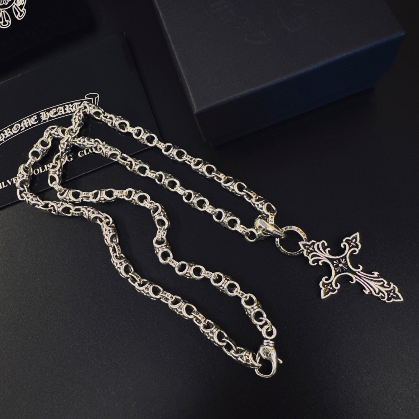 Chrome Hearts Large Baroque-Style Cross Necklace