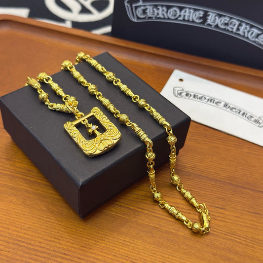 Chrome Hearts Square-Plate Cross Necklace