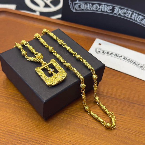 Chrome Hearts Square-Plate Cross Necklace