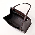 The Row Peggy Clutch Bag | Masoni Bridle Leather Shoulder Bag | Dark Chocolate Detachable Strap Crossbody