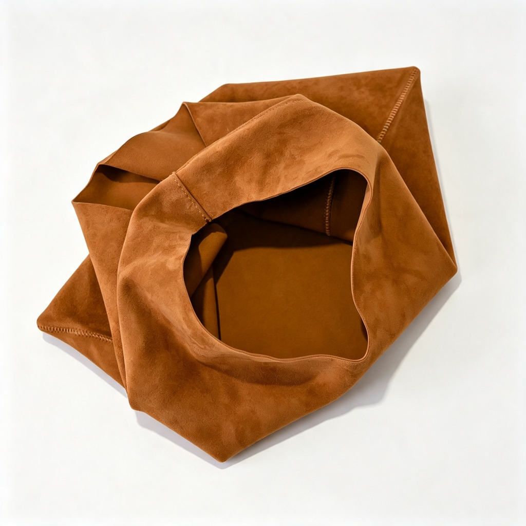 The Row Mini Bindle Suede Shoulder Bag | 29cm Mini Hobo Tote | Caramel Slouchy Handbag