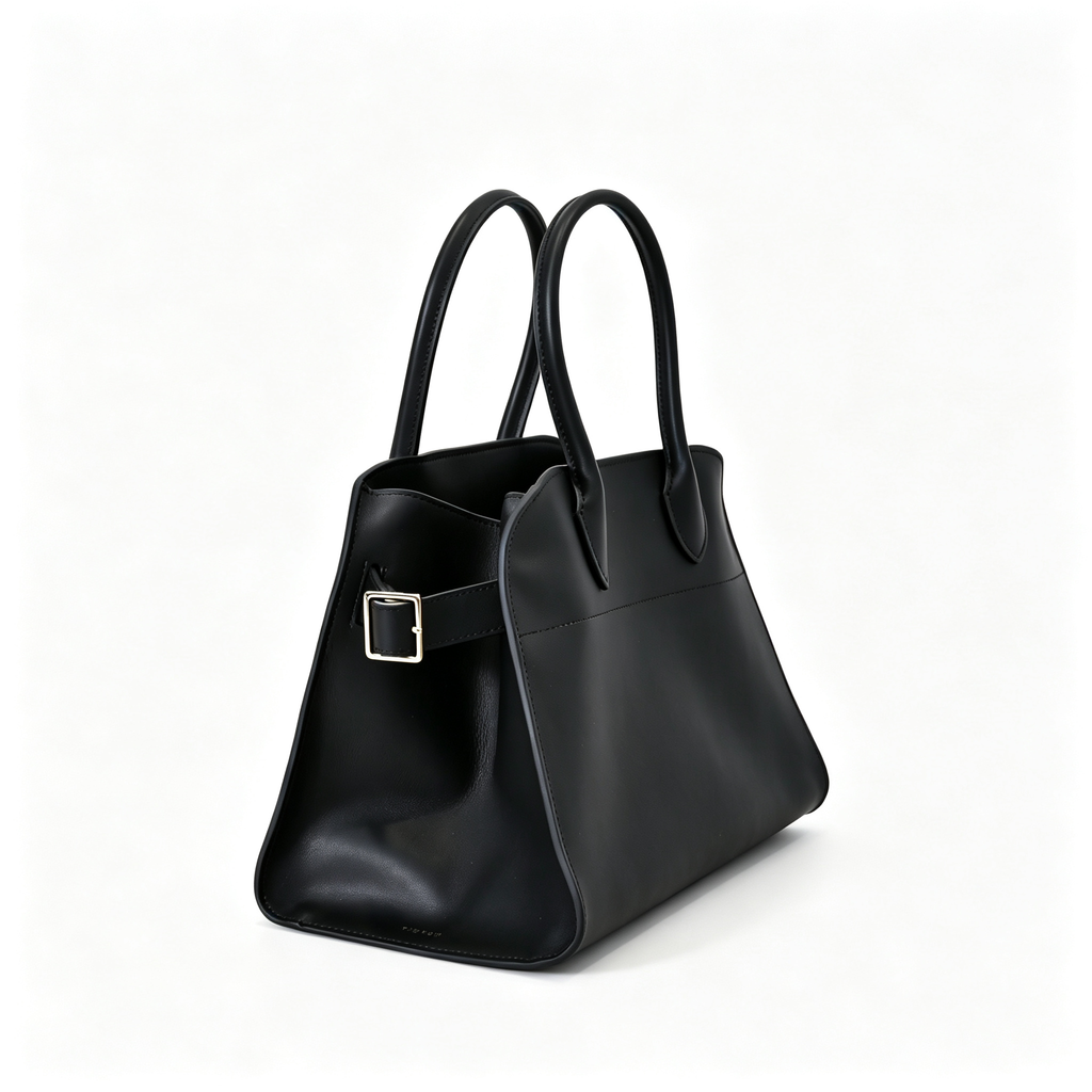Soft Margaux 12 Bag in Pebbled Leather – Elegant Women’s Shoulder & Crossbody Tote, Black/Brown