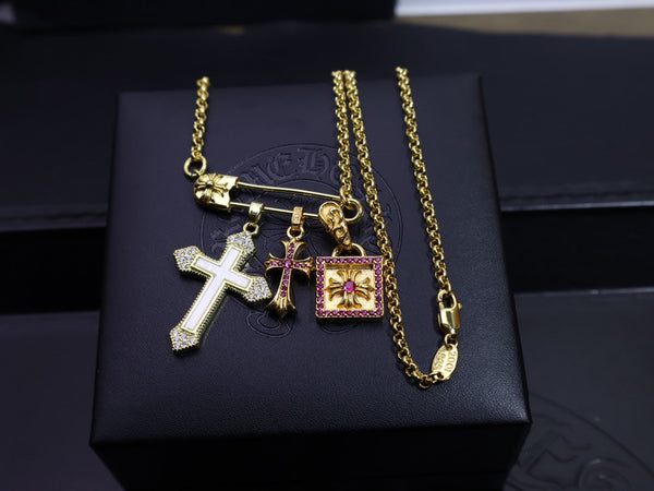 Chrome Hearts Multi-Pendant Pin Necklace