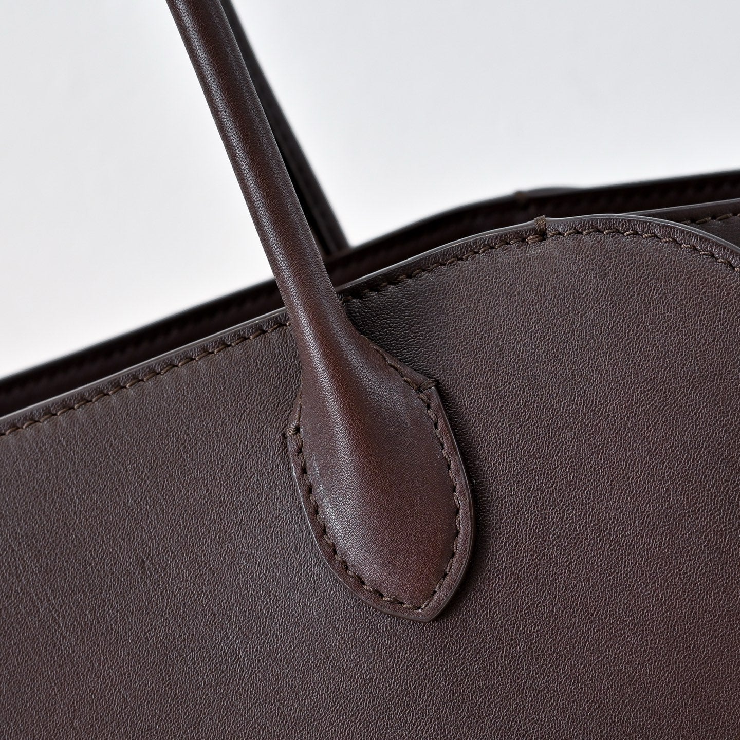 The Row Margaux 17 Satchel Bag | 30cm Premium Calfskin Leather Tote | Espresso Mini Handbag