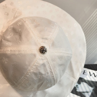 Chrome Hearts White Silk Jacquard Bucket Hat