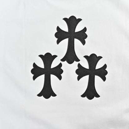 Chrome Hearts Gothic Font Scroll Print White Cotton T-Shirt | Streetwear Short Sleeve Tee