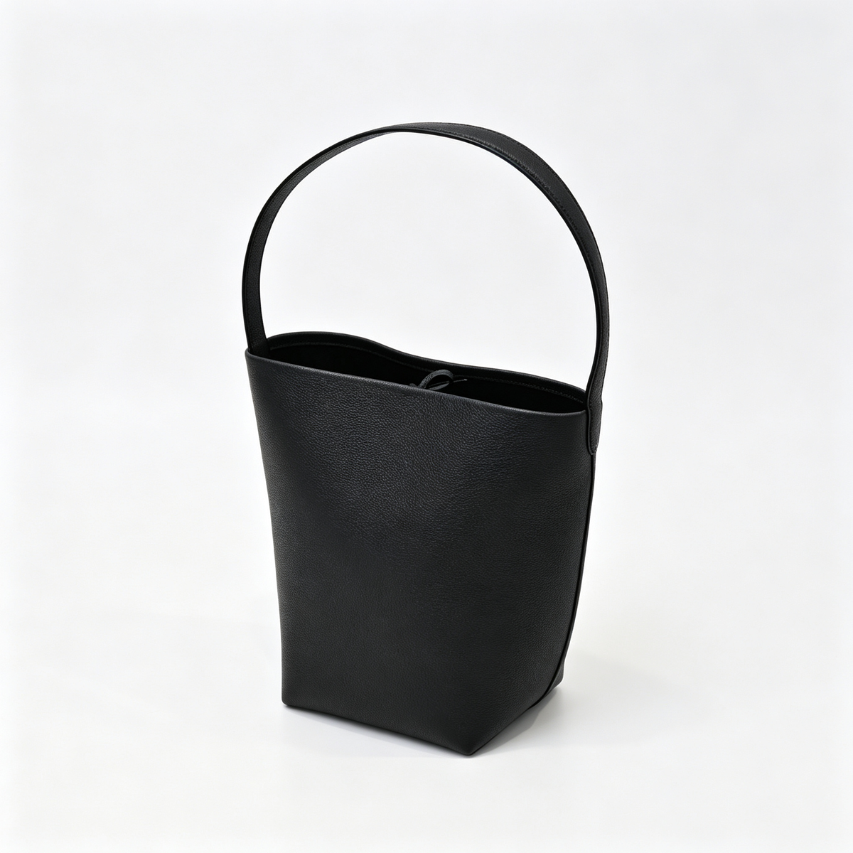 The Row N/S Park Medium Tote Bag | 30cm Pebbled Calfskin Bucket Bag | Black Leather Shoulder Tote