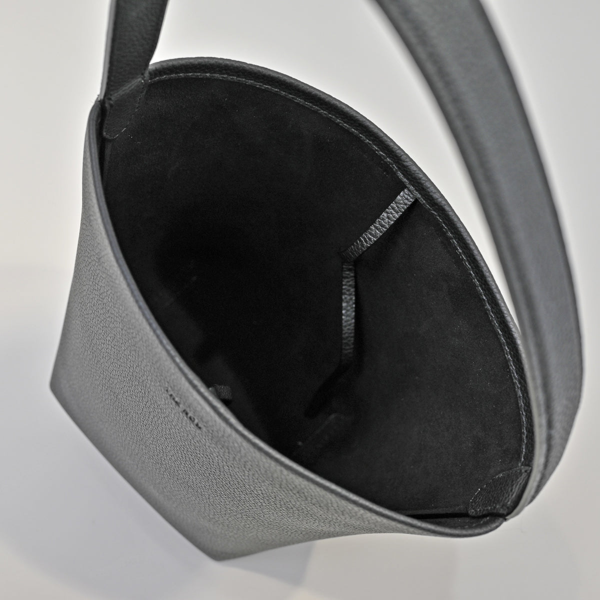 The Row N/S Park Small Tote Bag | 20cm Pebbled Calfskin Bucket Bag | Black Leather Shoulder Tote