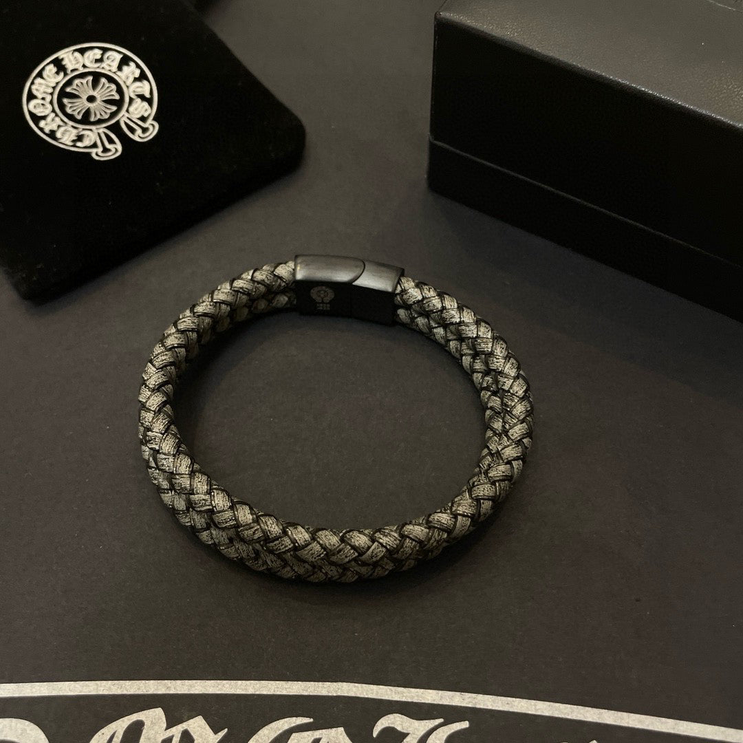 Chrome Hearts Braided Leather Cord Bracelet