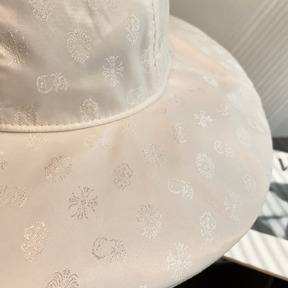 Chrome Hearts White Silk Jacquard Bucket Hat