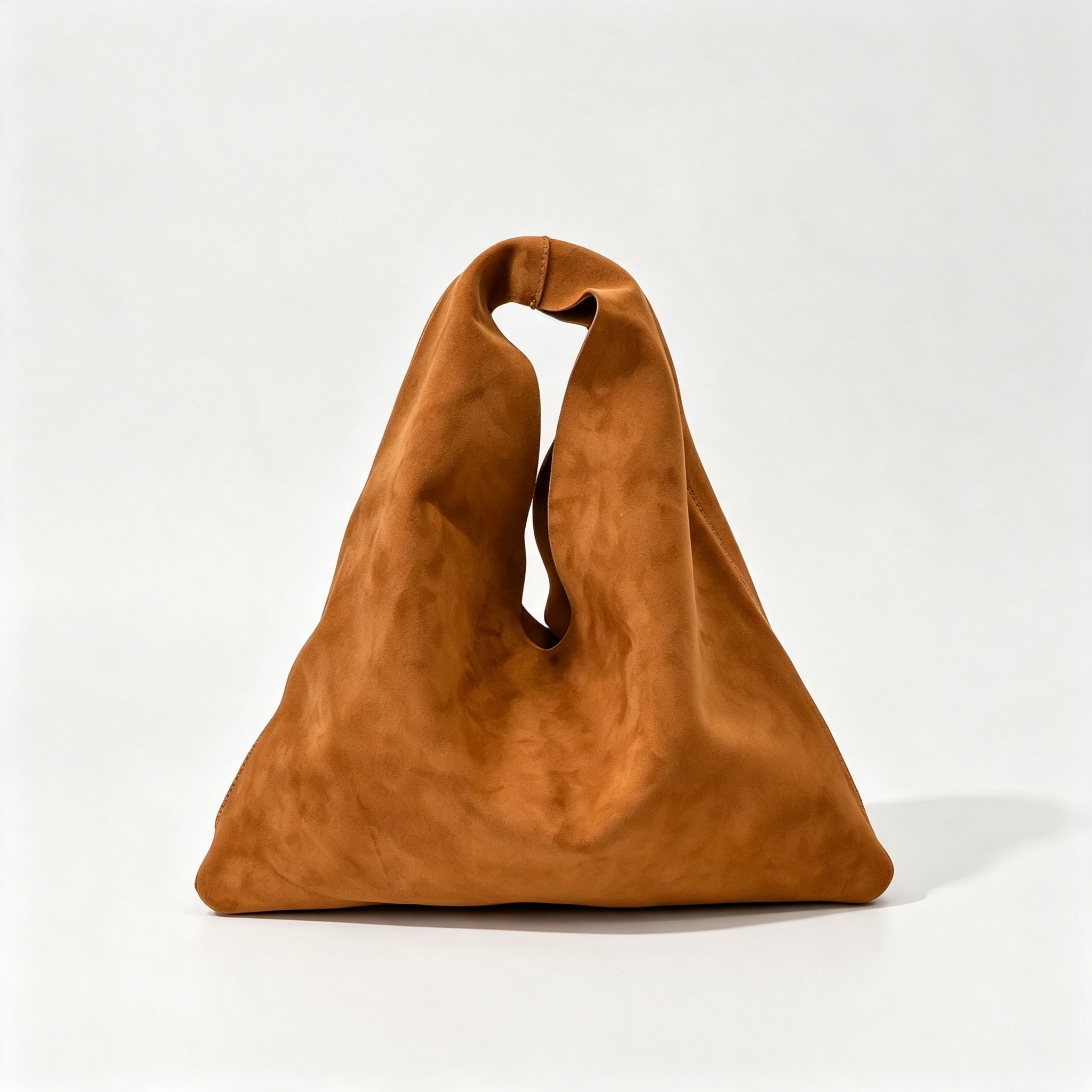 The Row Mini Bindle Suede Shoulder Bag | 29cm Mini Hobo Tote | Caramel Slouchy Handbag