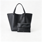 The Row Park Large Tote Bag | 50cm Pebbled Leather Tote | Black Minimalist Handbag