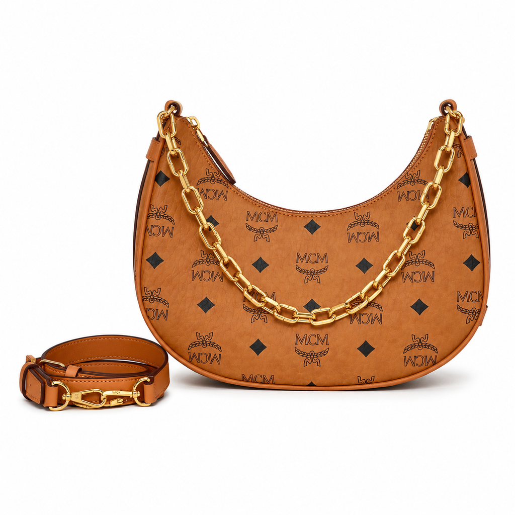 MCM Aren Crescent Shoulder Bag