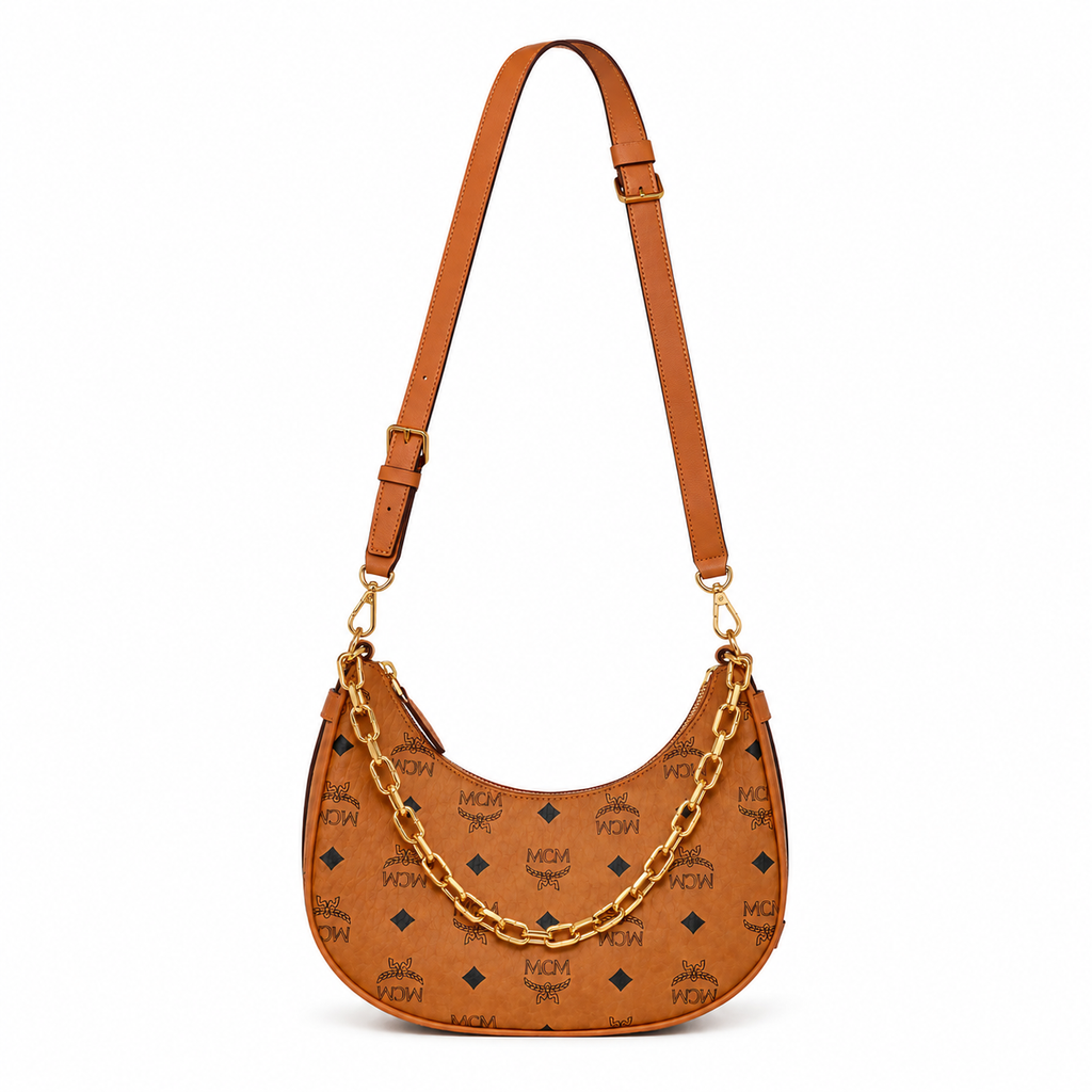 MCM Aren Crescent Shoulder Bag