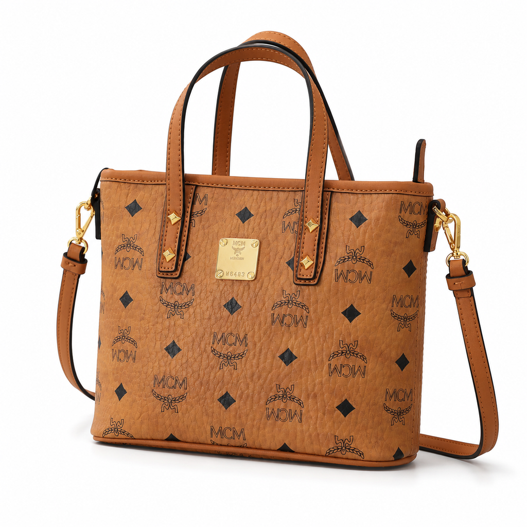 MCM Toni Visetos Mini Basket Tote Bag