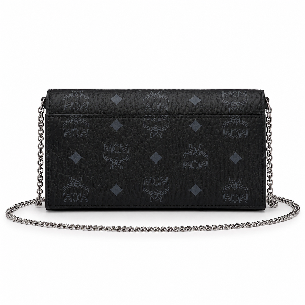 MCM Klassik Series Black Chain Envelope Bag