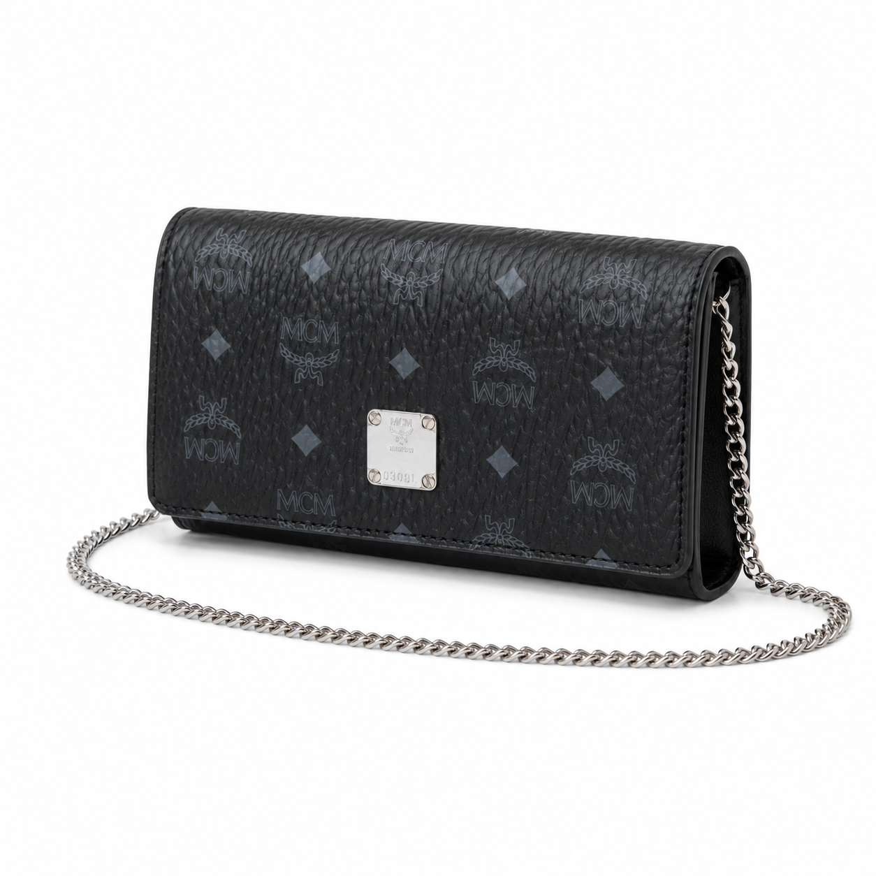 MCM Klassik Series Black Chain Envelope Bag