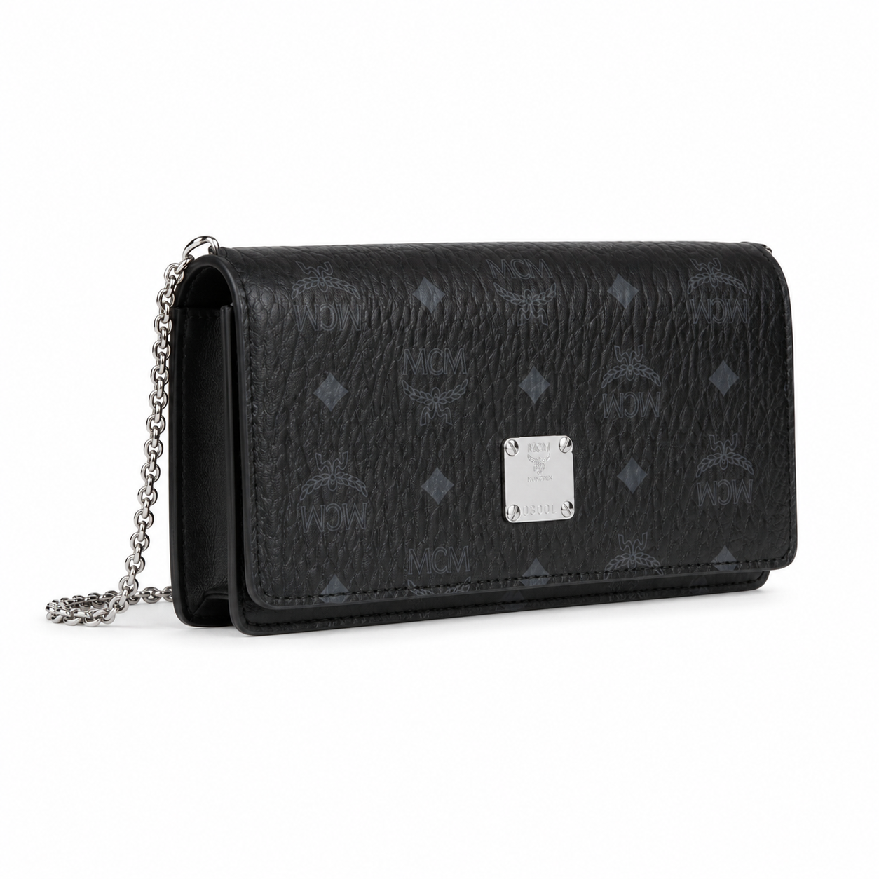 MCM Klassik Series Black Chain Envelope Bag