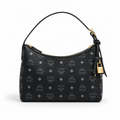 MCM Aren Visetos Series Black Hobo Shoulder Bag