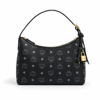 MCM Aren Visetos Series Black Hobo Shoulder Bag