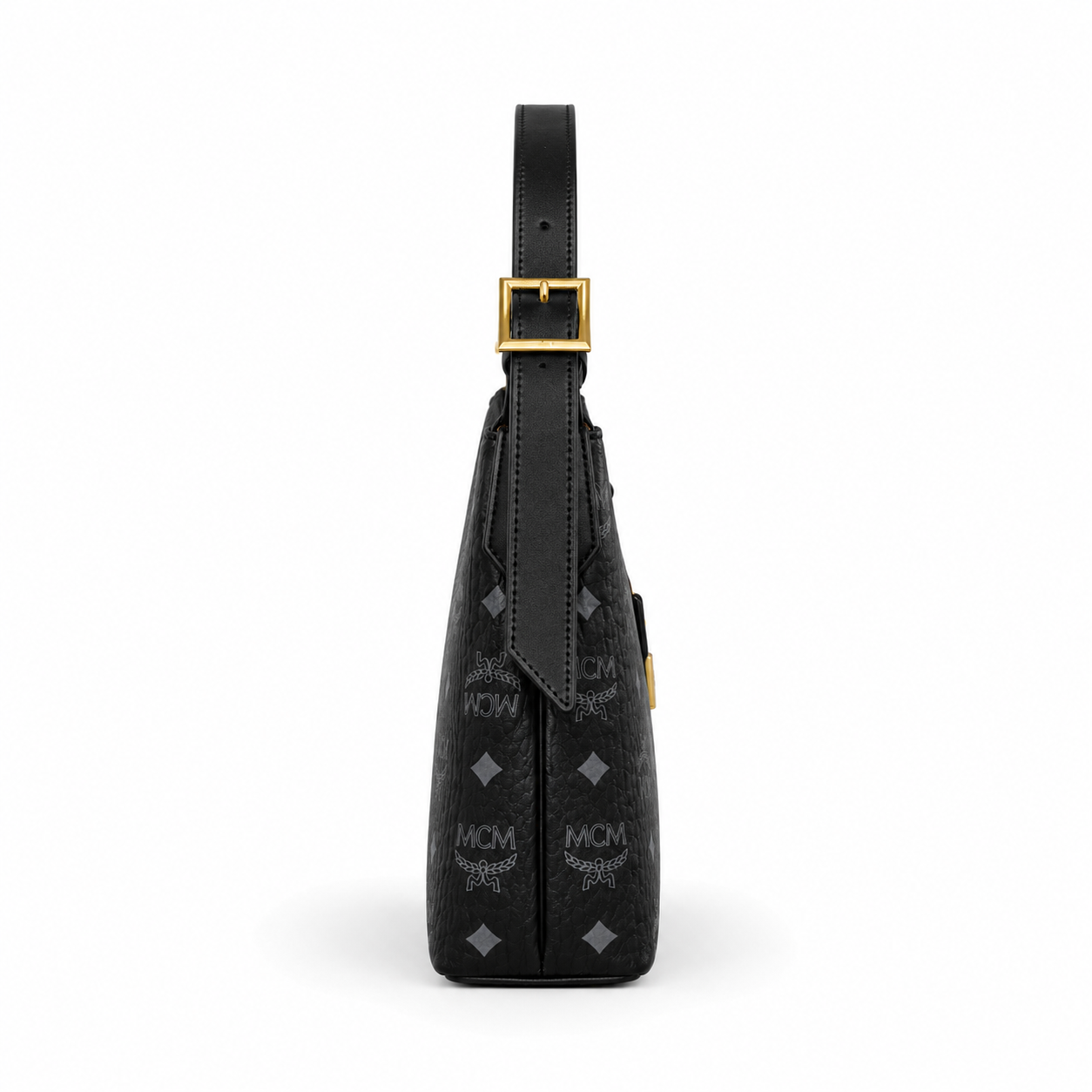 MCM Aren Visetos Series Black Hobo Shoulder Bag