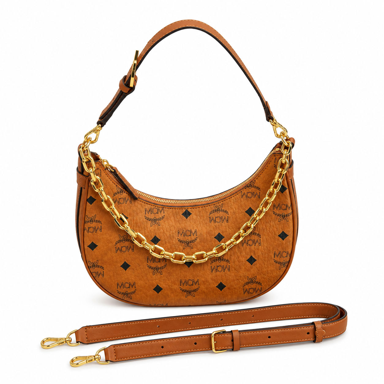 MCM Aren Crescent Bag