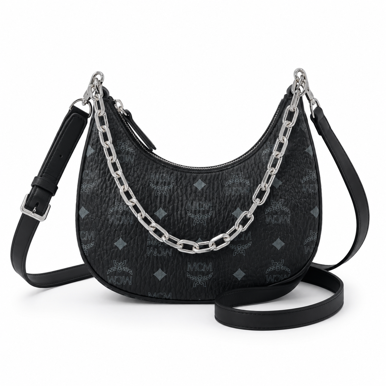 MCM Aren Series Crescent Shoulder Bag