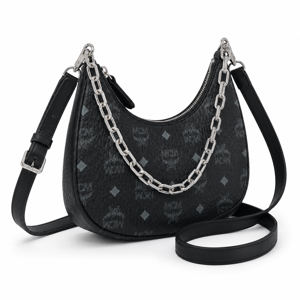 MCM Aren Series Crescent Shoulder Bag