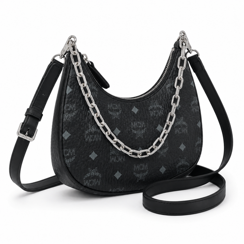 MCM Aren Series Crescent Shoulder Bag