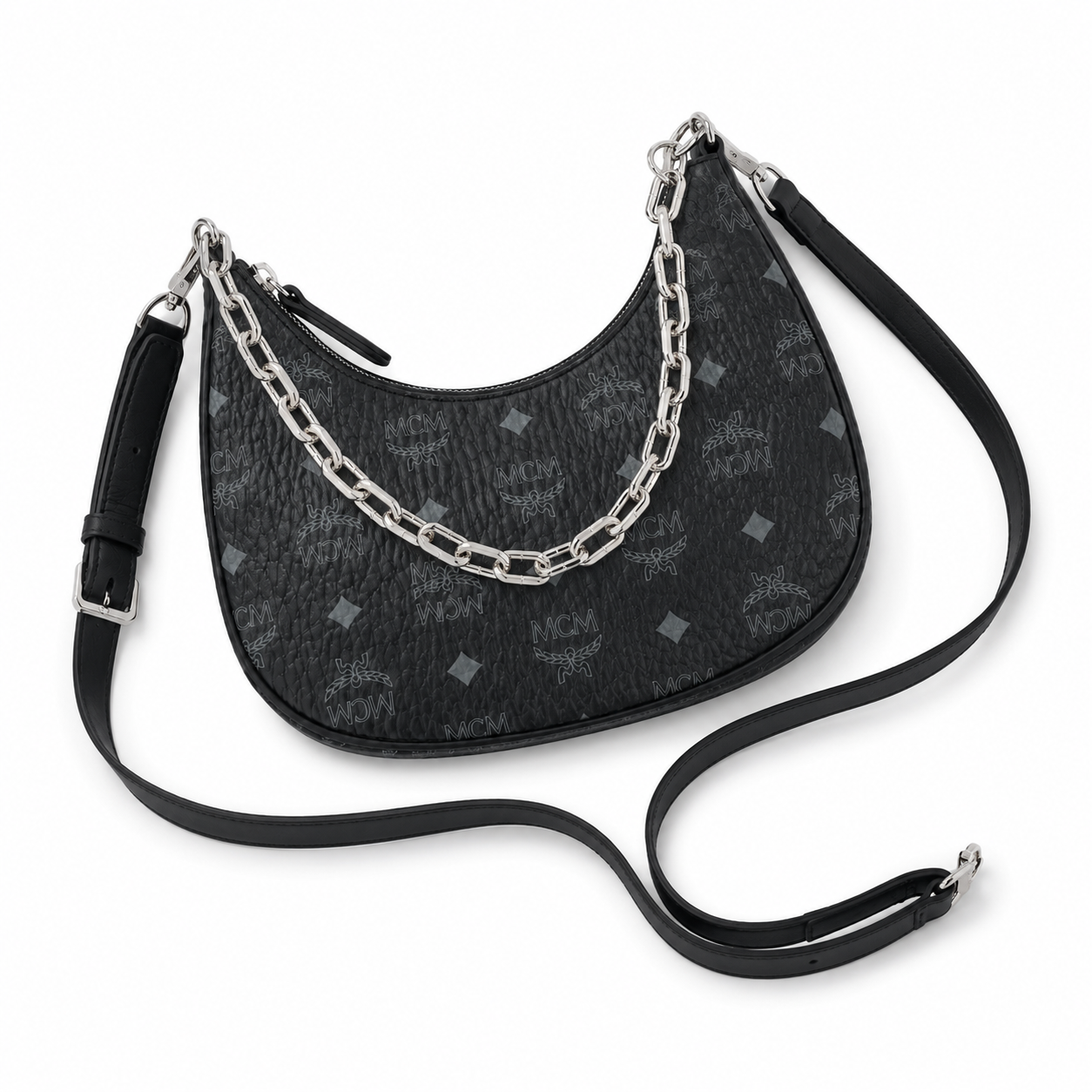 MCM Aren Series Crescent Shoulder Bag