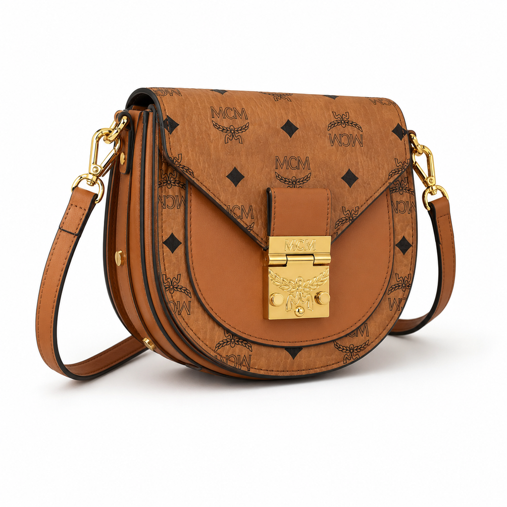 MCM Patricia Visetos Mini Saddle Bag
