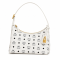 MCM Aren Visetos Series Small White Hobo Bag