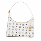 MCM Aren Visetos Series Small White Hobo Bag