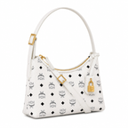 MCM Aren Visetos Series Small White Hobo Bag