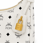 MCM Aren Visetos Series Small White Hobo Bag