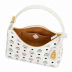 MCM Aren Visetos Series Small White Hobo Bag