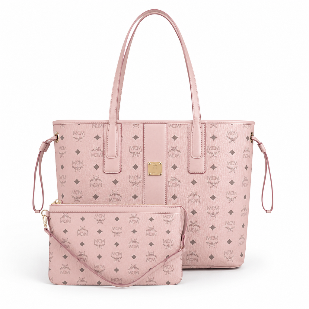 MCM Liz Visetos Series Medium Reversible Tote Bag with Pouch