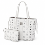 MCM Liz Visetos Series Small Reversible Tote Bag (with Pouch) — White