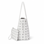 MCM Liz Visetos Series Small Reversible Tote Bag (with Pouch) — White