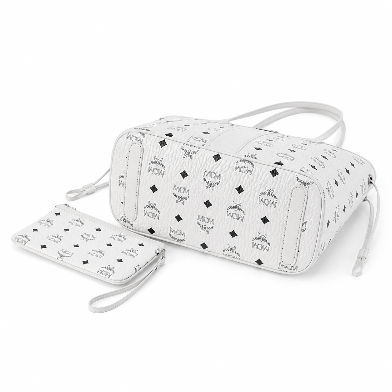 MCM Liz Visetos Series Small Reversible Tote Bag (with Pouch) — White