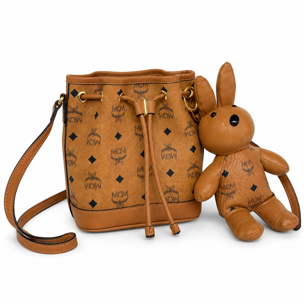 MCM Zoo Series Visetos Rabbit Drawstring Bucket Bag