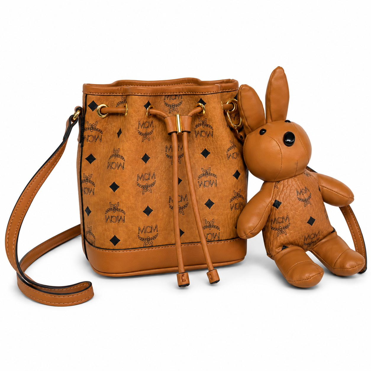 MCM Zoo Series Visetos Rabbit Drawstring Bucket Bag