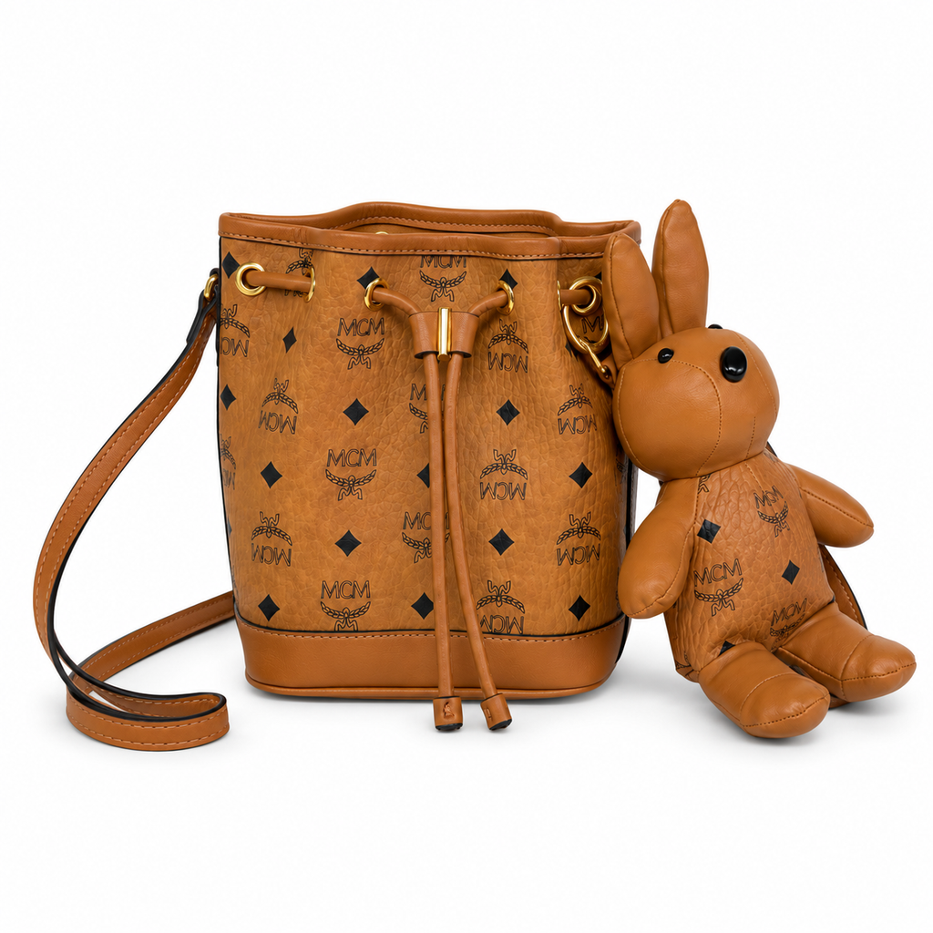 MCM Zoo Series Visetos Rabbit Drawstring Bucket Bag