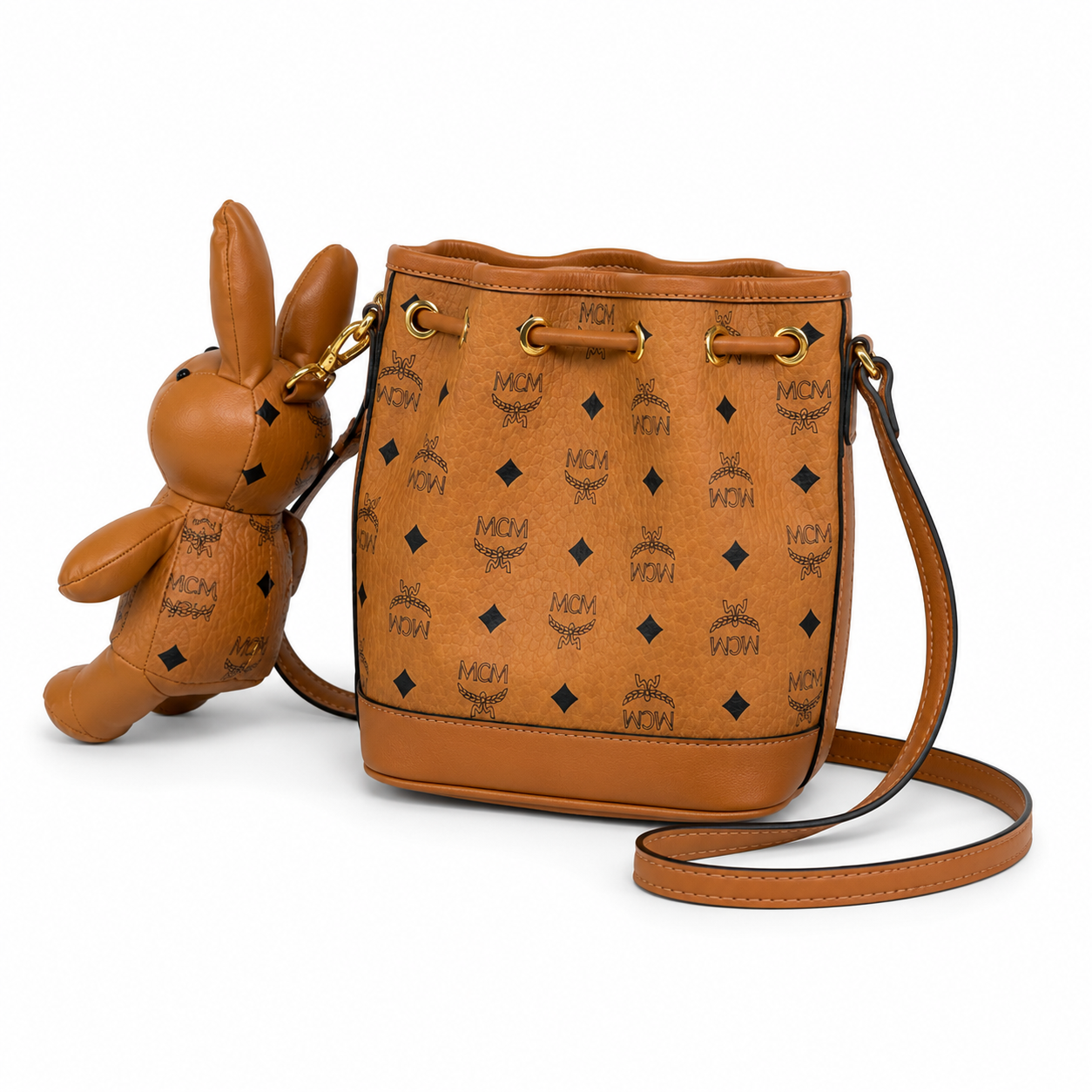 MCM Zoo Series Visetos Rabbit Drawstring Bucket Bag