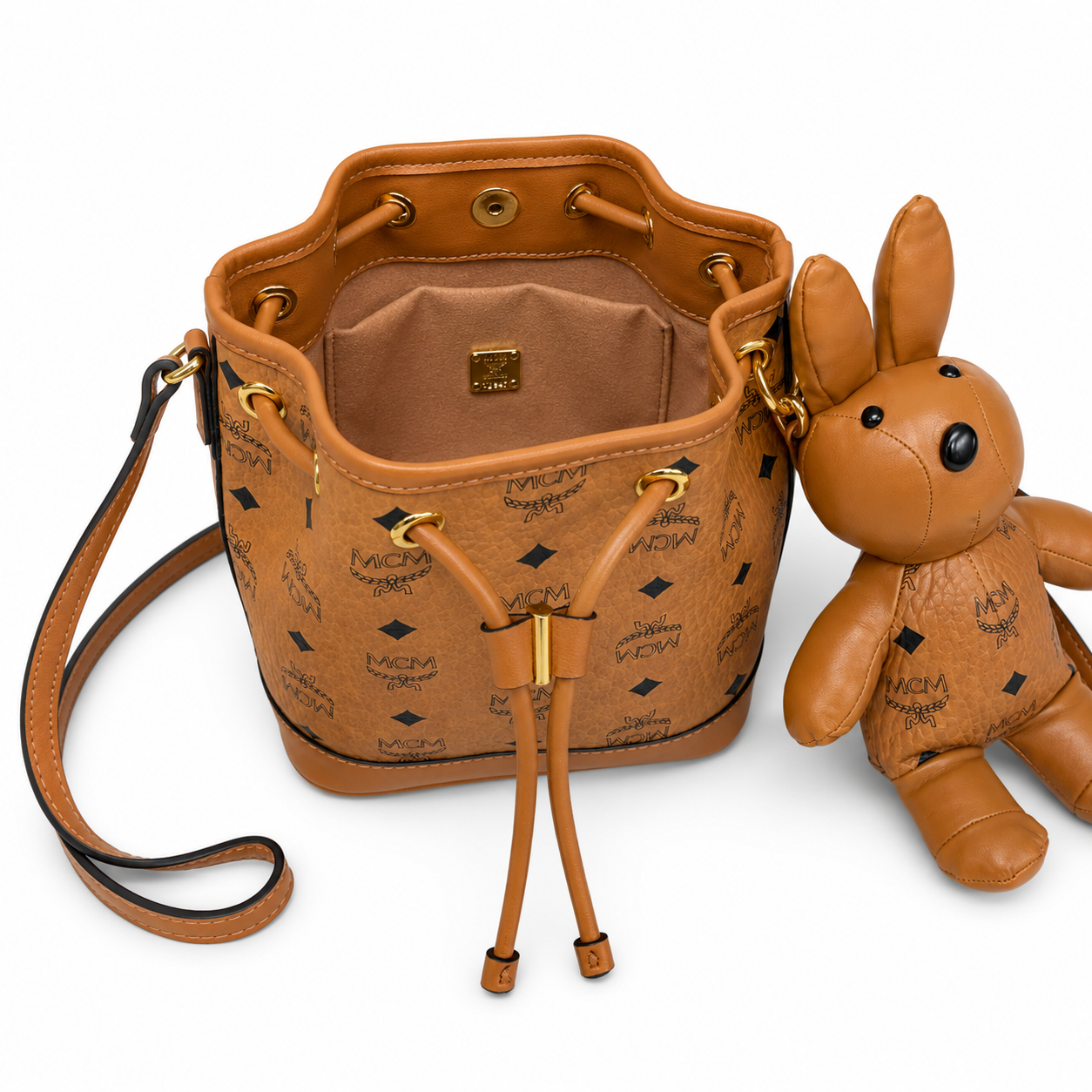 MCM Zoo Series Visetos Rabbit Drawstring Bucket Bag