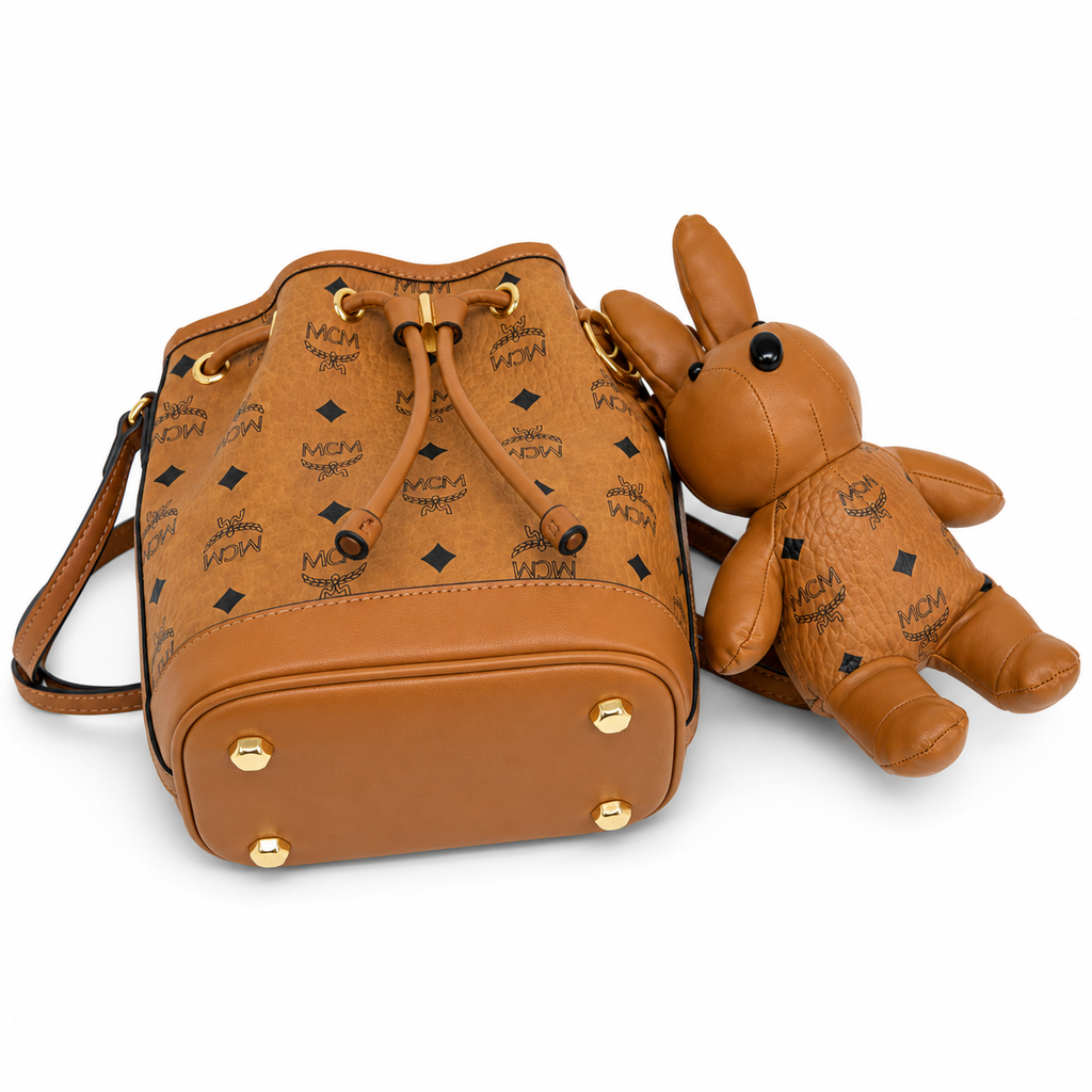 MCM Zoo Series Visetos Rabbit Drawstring Bucket Bag