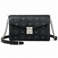 MCM Millie Visetos Series Black Medium Envelope Chain Bag