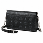 MCM Millie Visetos Series Black Medium Envelope Chain Bag