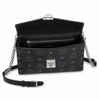 MCM Millie Visetos Series Black Medium Envelope Chain Bag