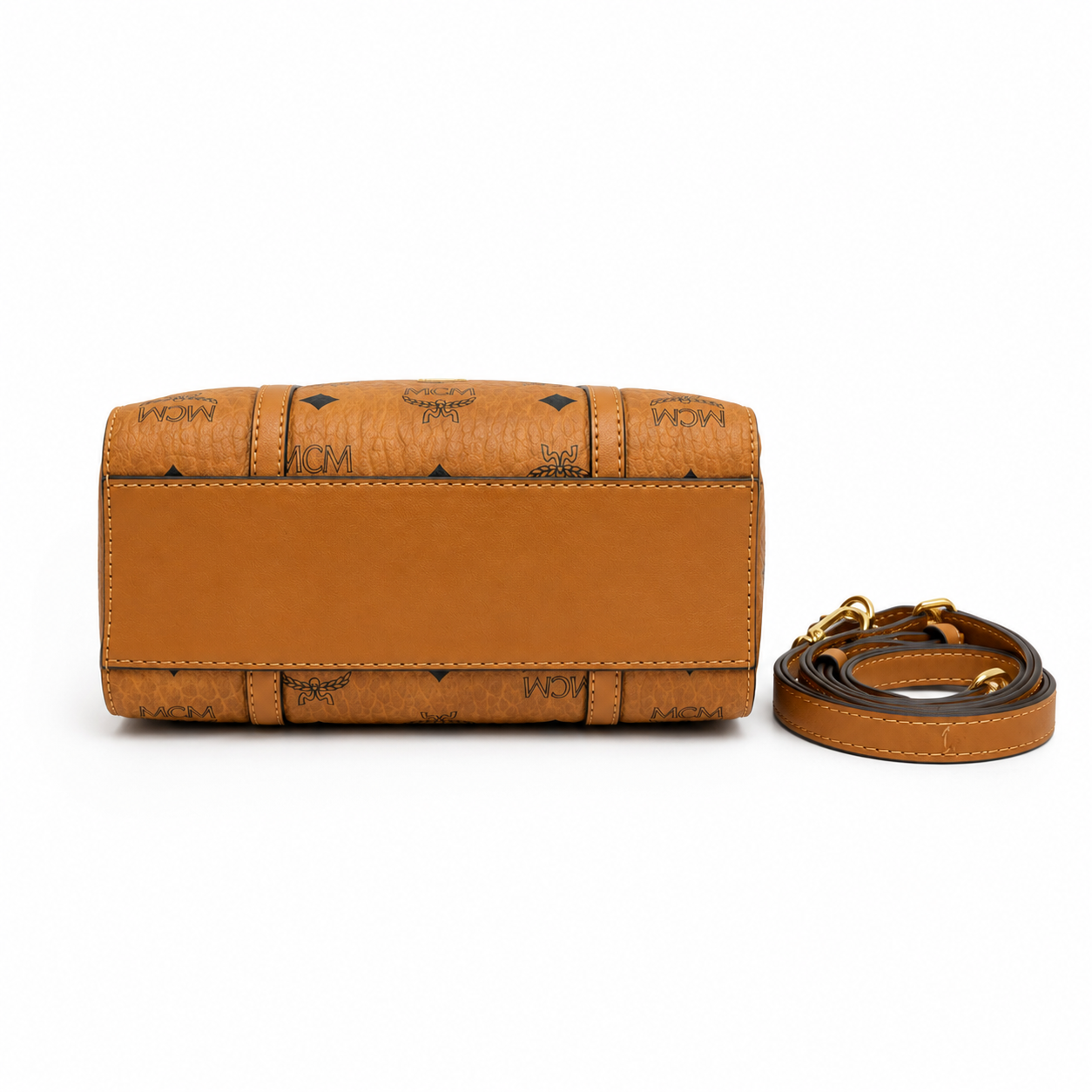 MCM Toni Visetos Series Cognac Mini Basket Tote Bag